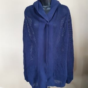 White + Warren Hooded Mesh Knit Cardigan Sweater